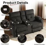 Home Theater Seating Loveseat Recliner Sofa, Power Reclining Couch with Massage & Heat, USB Charging Port