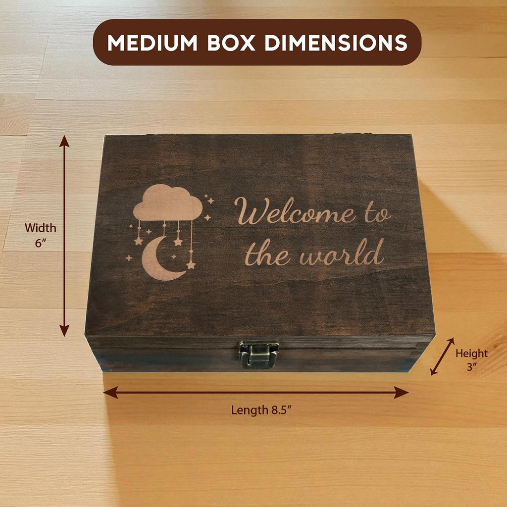 Welcome to the World Baby Memory Box, Engraved Newborn & Baby Shower Gift