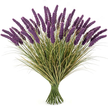 20 PCS Artificial Purple Grass Stems, 17.7in Faux Grass Plant for Vase