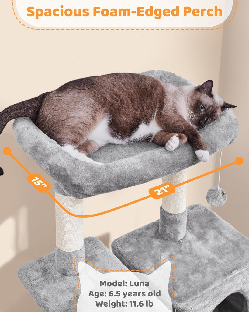 63in Sturdy Large Cat Tree for Indoor Heavy Cats, Tall Tower