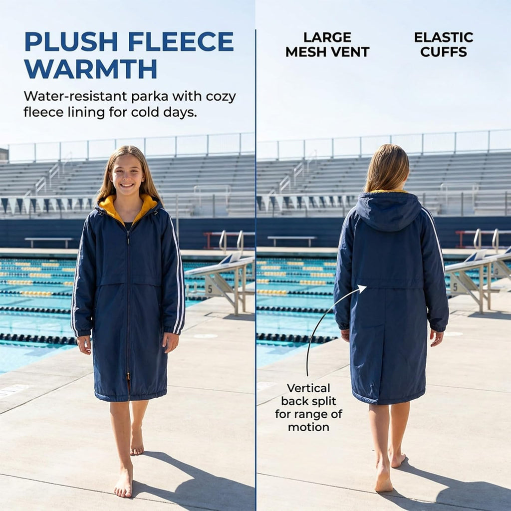 Youth Swim Parka with Striped Comfort Plush Fleece Lining