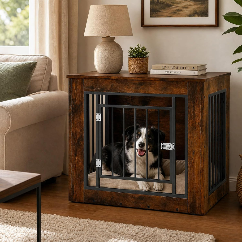 Dog Crate Furniture, Wooden End Table Dog Kennel for Indoor
