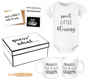 Pregnancy Announcement for Grandparents, Baby Reveal Ideas Gifts - Promoted to Grandma & Grandpa Coffee Mug Set