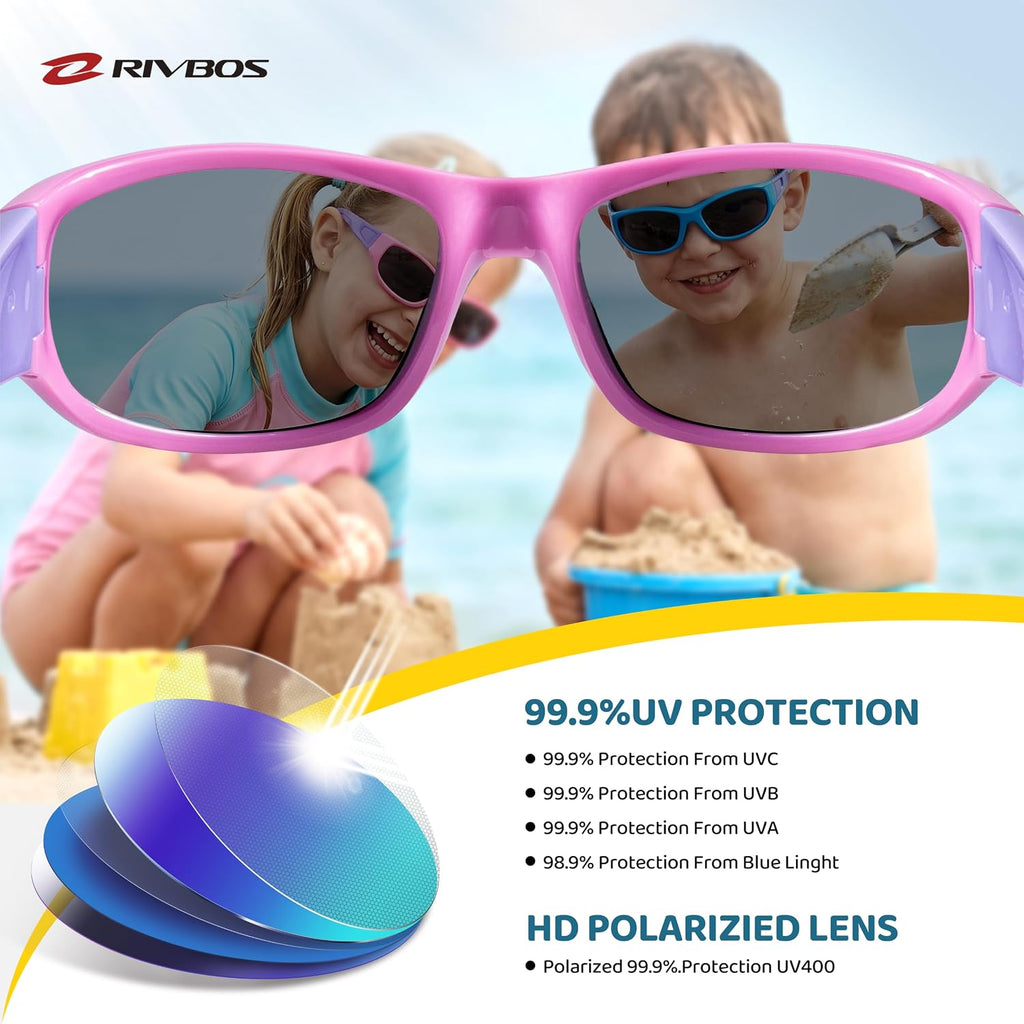 Kids Sunglasses Polarized UV400 TPE with Strap for Boys Girls RBK037