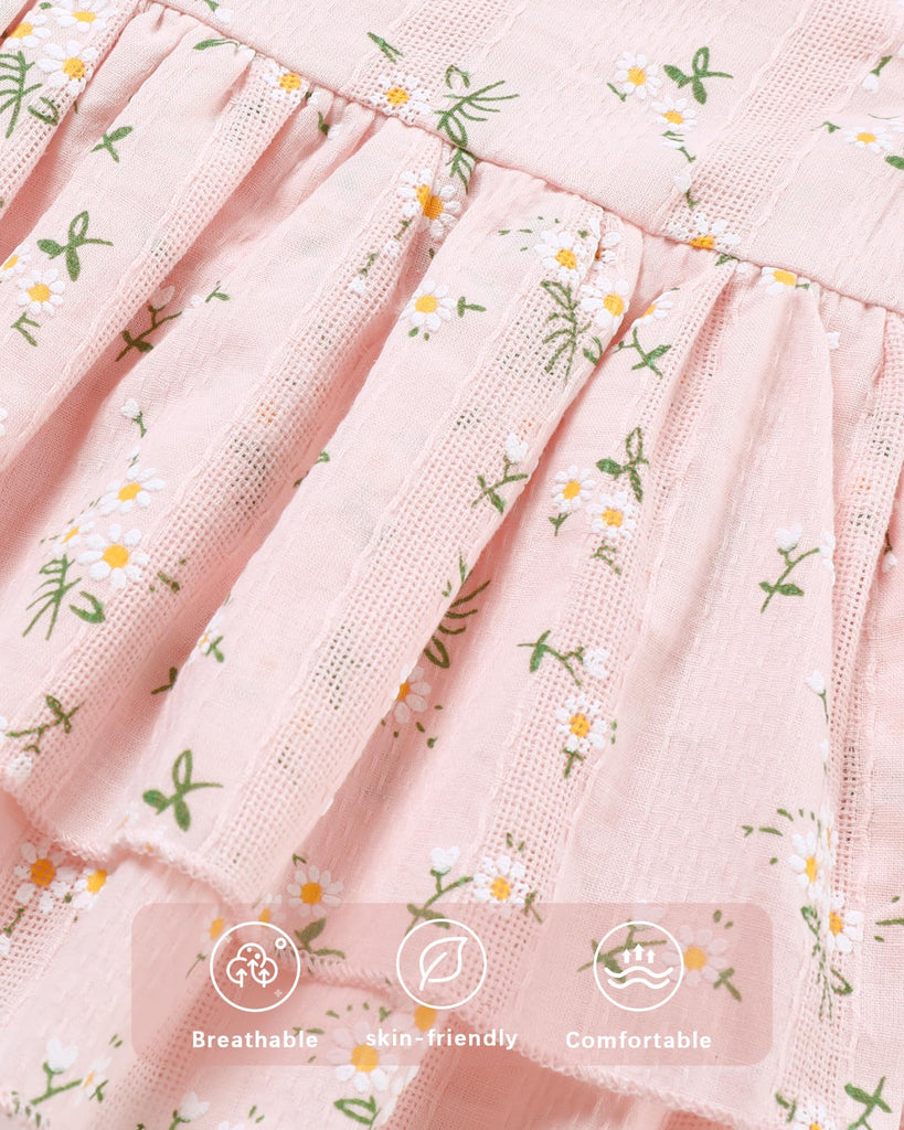 Toddler Girls Clothes Linen Floral Ruffle Clothing Summer Outfits