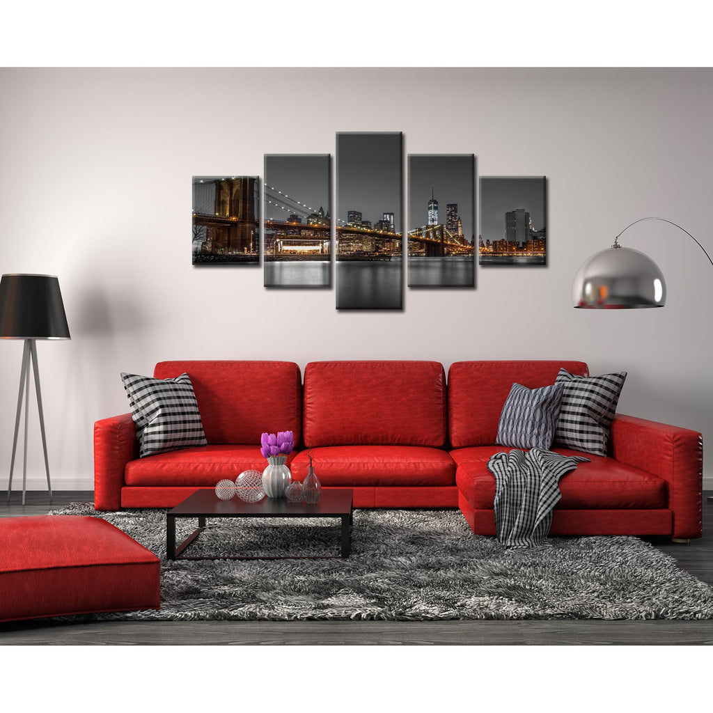 Brooklyn Bridge Wall New York Skyline Wall Decor Cityscape Night Picture Canvas Print New York City Painting Poster