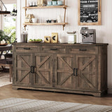 Buffet Cabinet, 61” Large Sideboard Buffet Storage Cabinet with 3 Drawers, Farmhouse Coffee Bar with 4 Doors