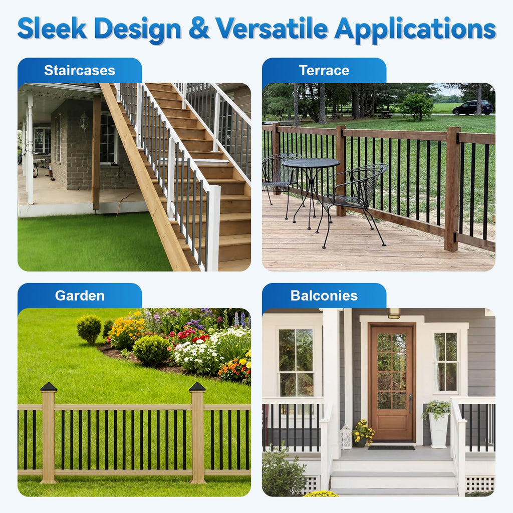 100 Pack 32" Deck Balusters, Metal Balusters for Deck Railing