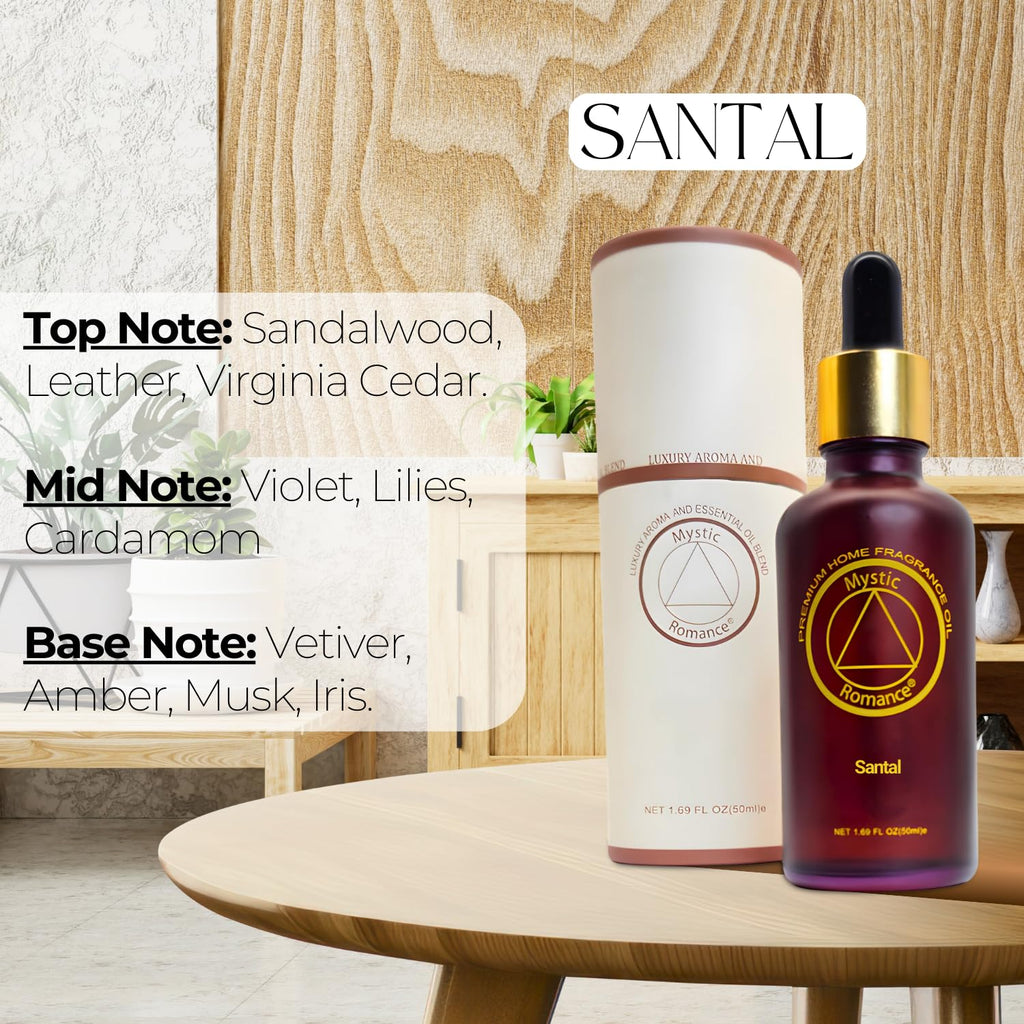 Romance Santal Premium Home Fragrance Oil - for Aroma Oil Diffusers and Burner Oil Lamps (50ml, Glass)