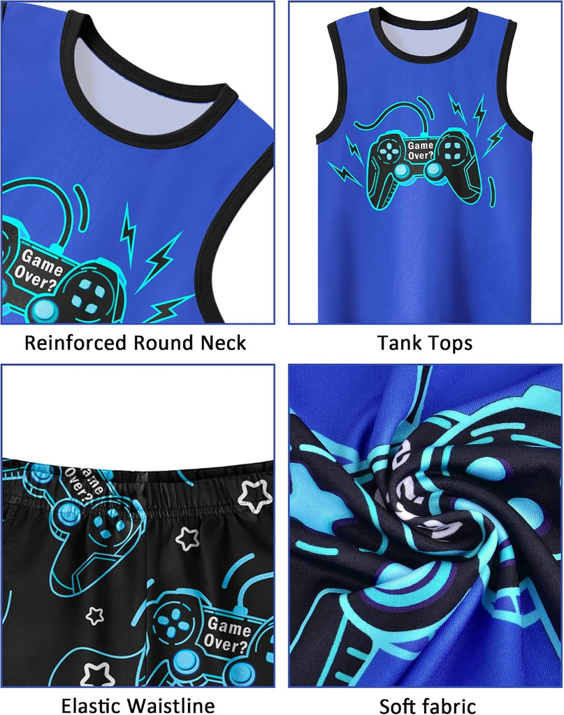 Boys Pajamas Little Big Boys Summer Pajamas Tank Tops & Shorts Cool Pjs Set Kids Sleepwear Outfits