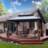 10' x 12' Hardtop Gazebo Permanent Metal Gazebo with Galvanized Steel Double Roof, Curtains and Netting for Party