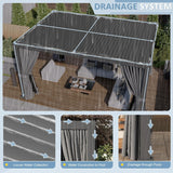 Aoxun Louvered Pergola 12' x 16' Outdoor Aluminum Pergola Adjustable Roof, with Waterproof Curtains and Nets
