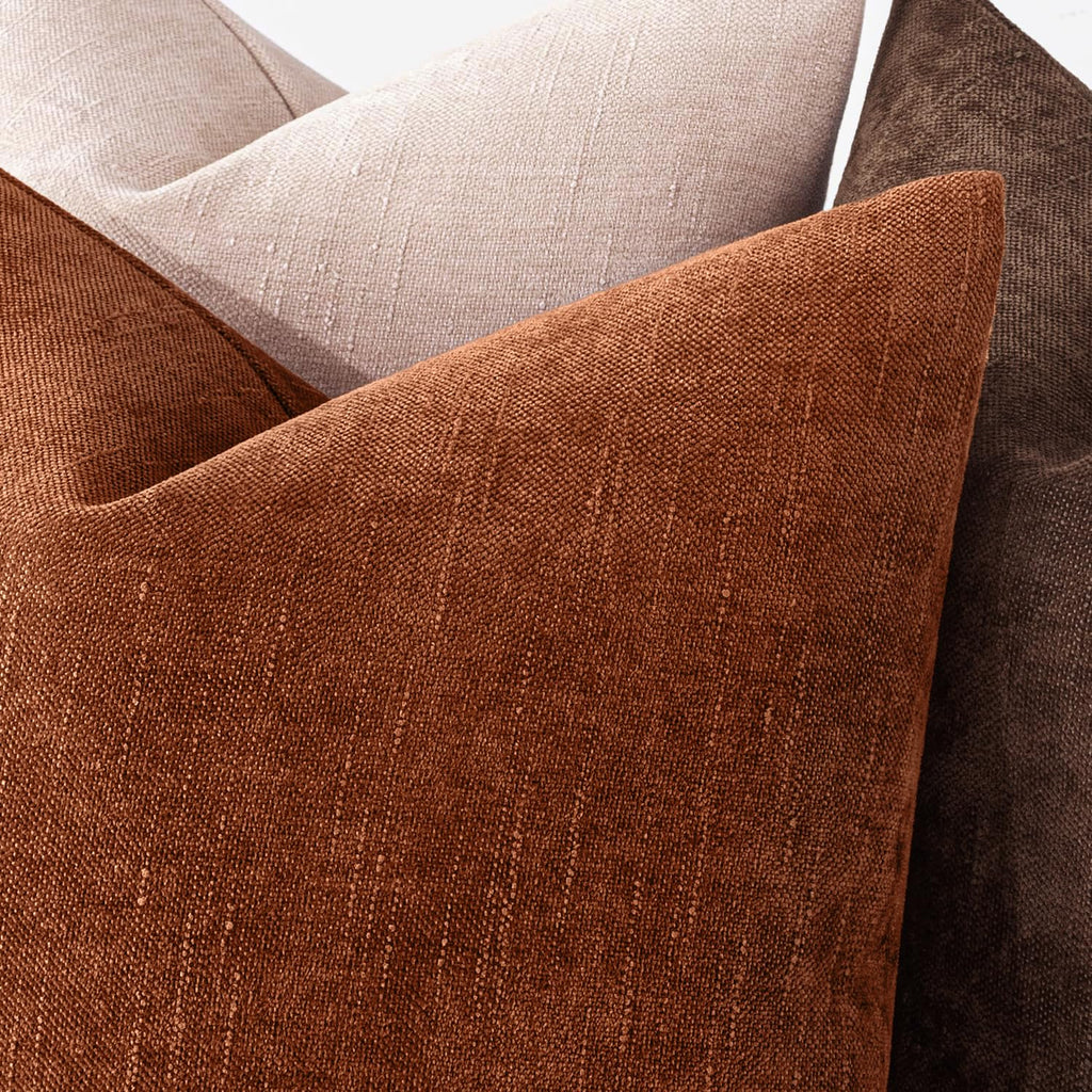 Textured Chenille Fall Throw Pillow Covers 20x20 Inch Burnt Orange