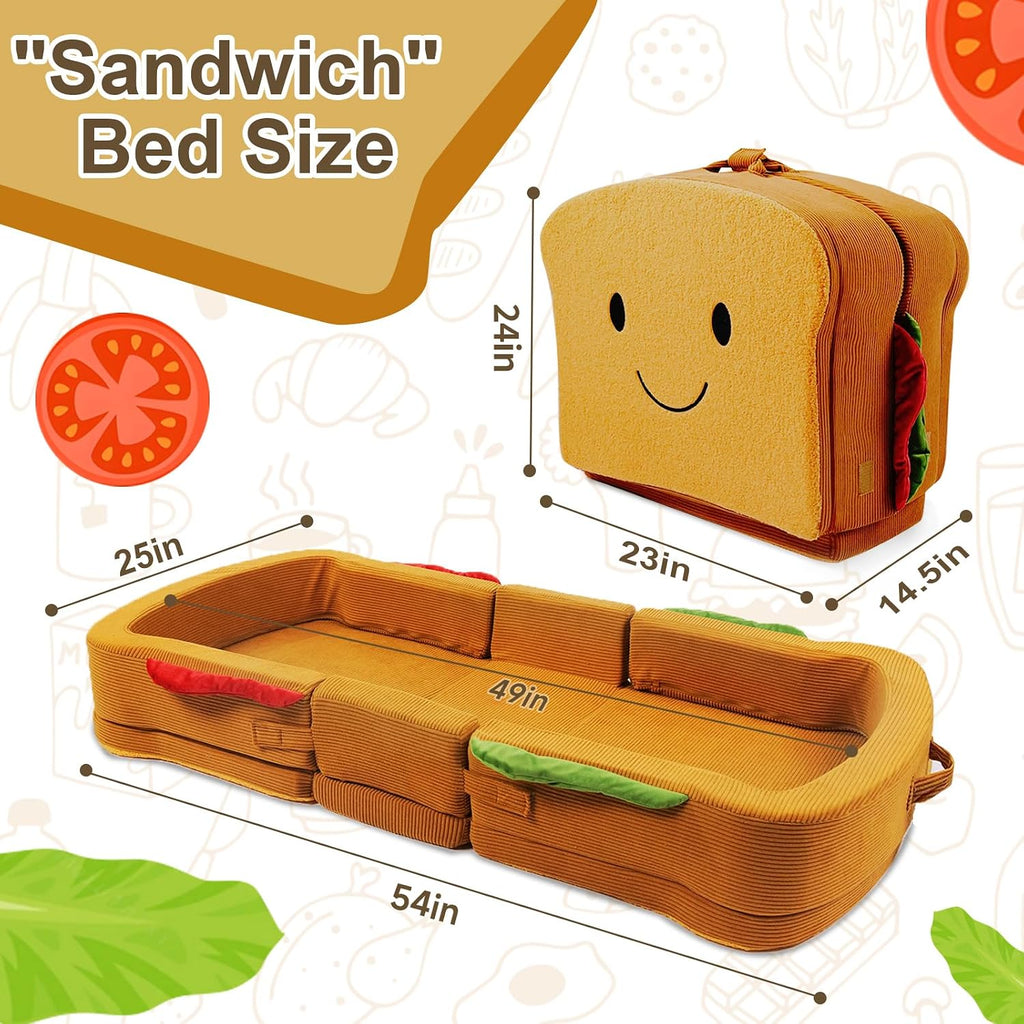 Toddler Travel Bed Sandwich Style - Portable Toddlers Floor Beds, Foldable Soft Foam Travel Bed for Baby and Kid