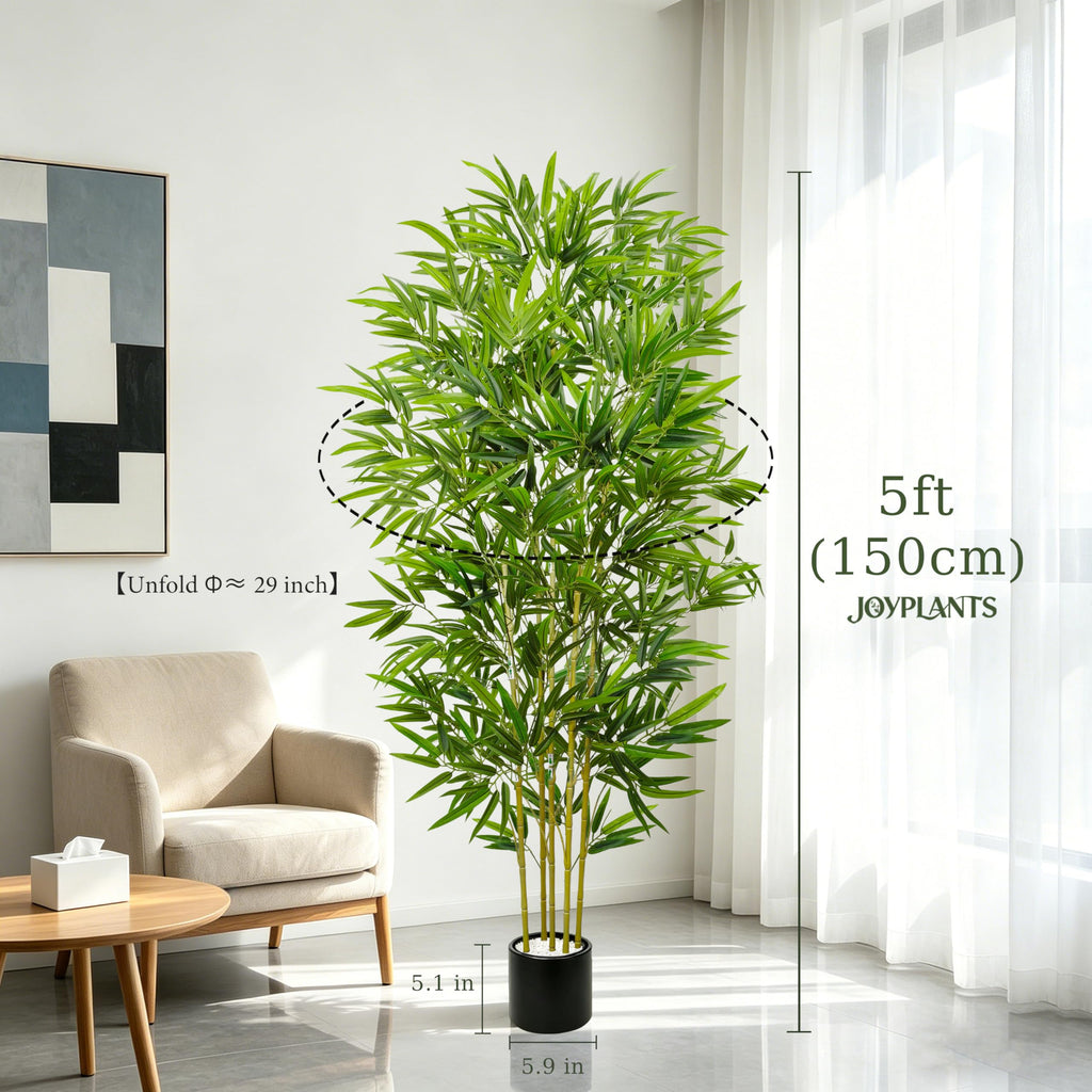 Bamboo Tree Artificial 5FT Fake Tree in Black Pot Decor