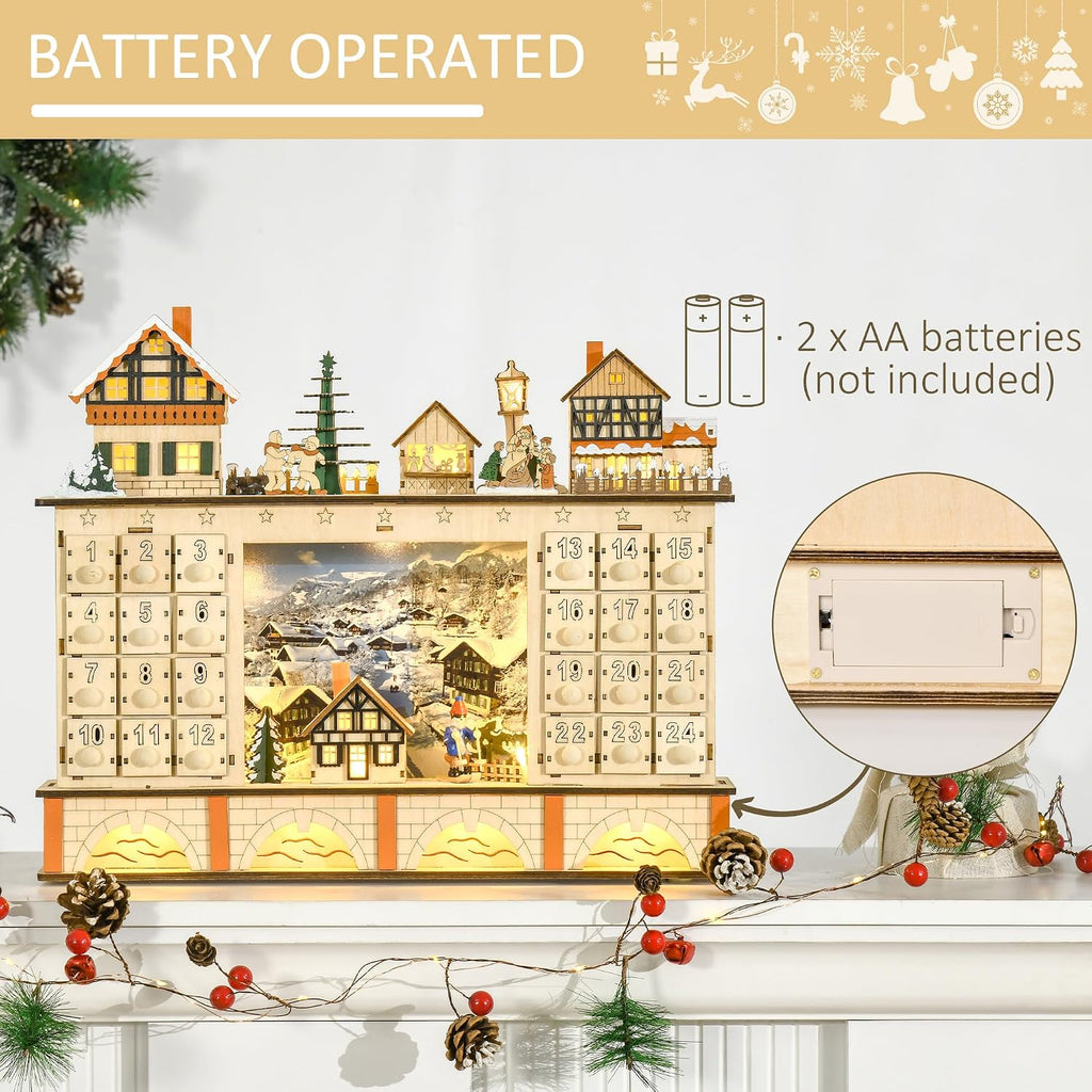 Christmas Advent Calendar Light Up for Kids and Adults Natural
