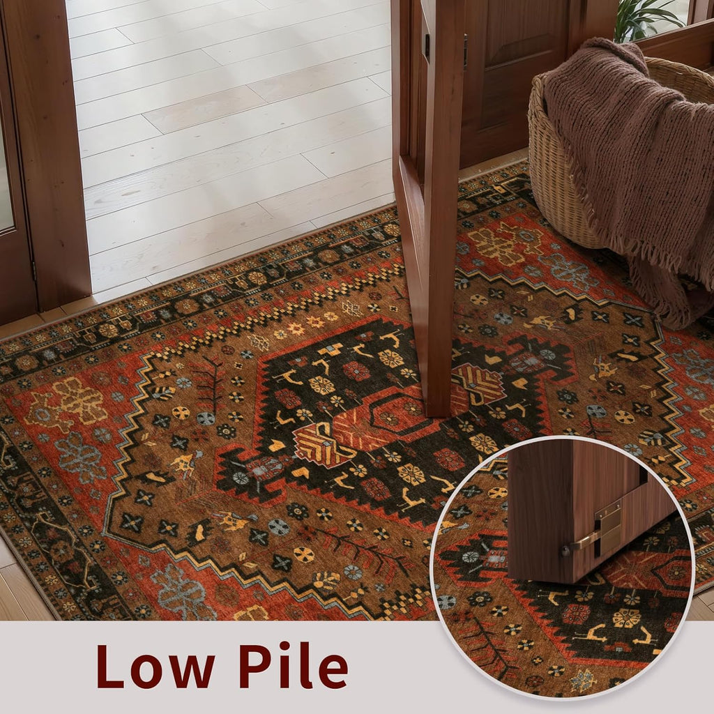 2x10ft Runner Rug, Long Hallway Rug Vintage Kitchen Thin Washable Carpet for Entrance Bedroom Bedsid