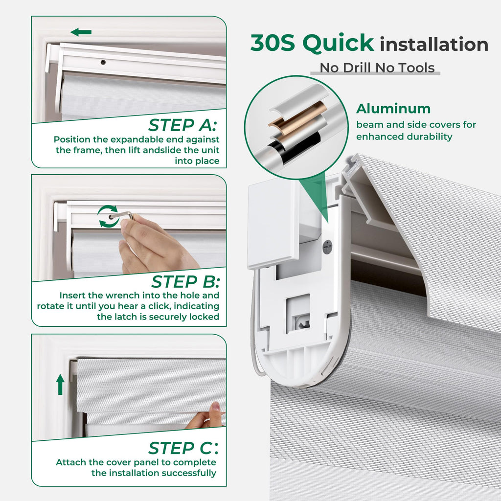 Motorized Blinds No Drill with Remote (Silver Gray, )