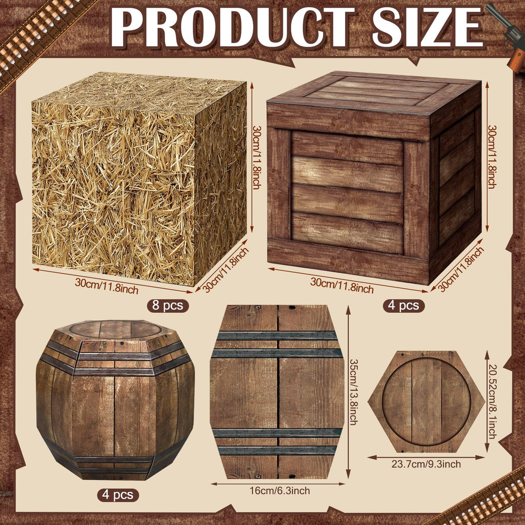 16 Pcs Hay Bales Boxes Western Party Decorations Wine Barrel