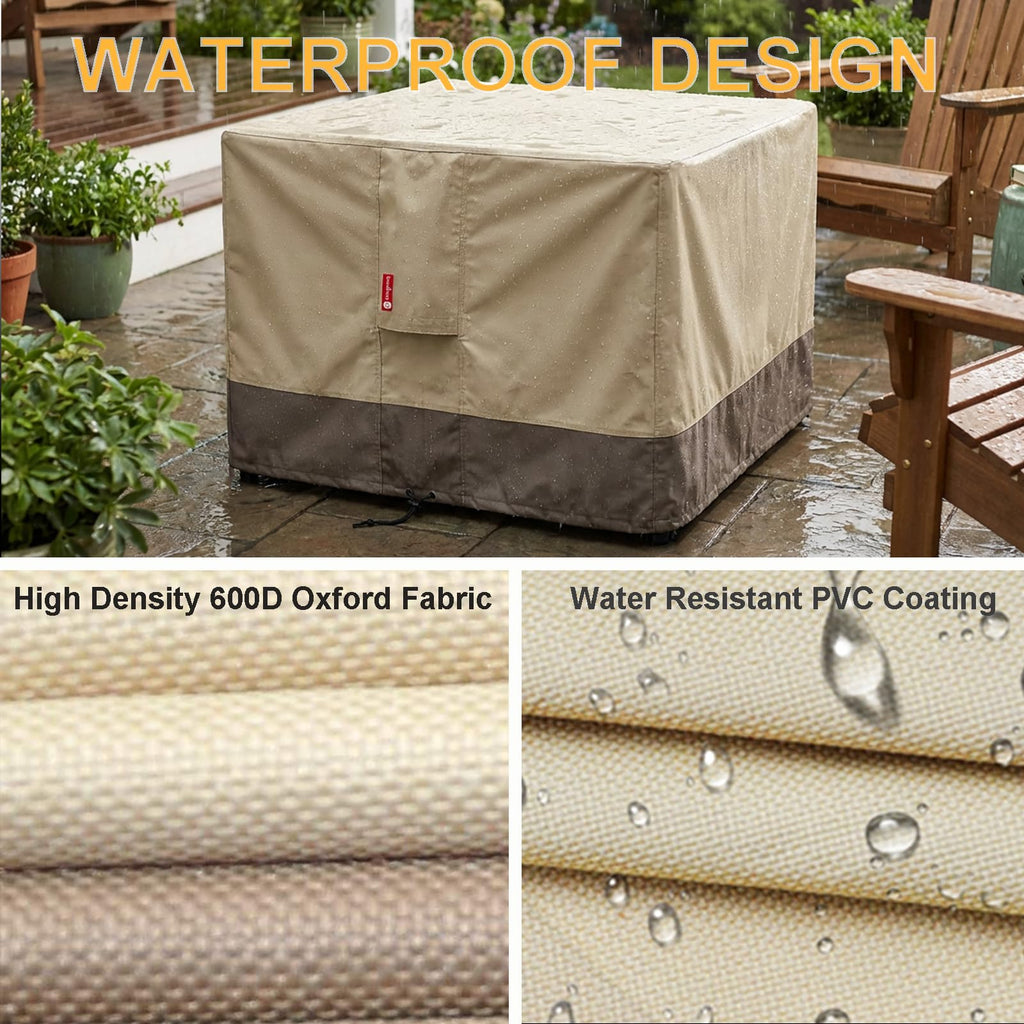 Gas Fire Pit Cover Square, Waterproof 600D, 36"L x 36"W x 24"H