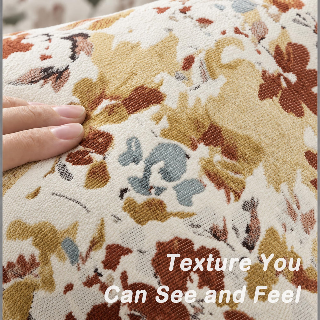 Vintage Floral Throw Pillow Covers, Reversible, 20x20, Rustic Terracotta