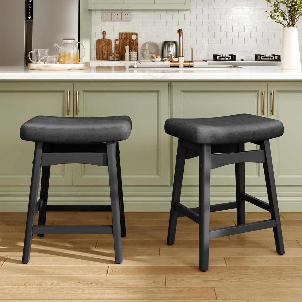 24" Counter Height Bar Stool, Black, Black Legs