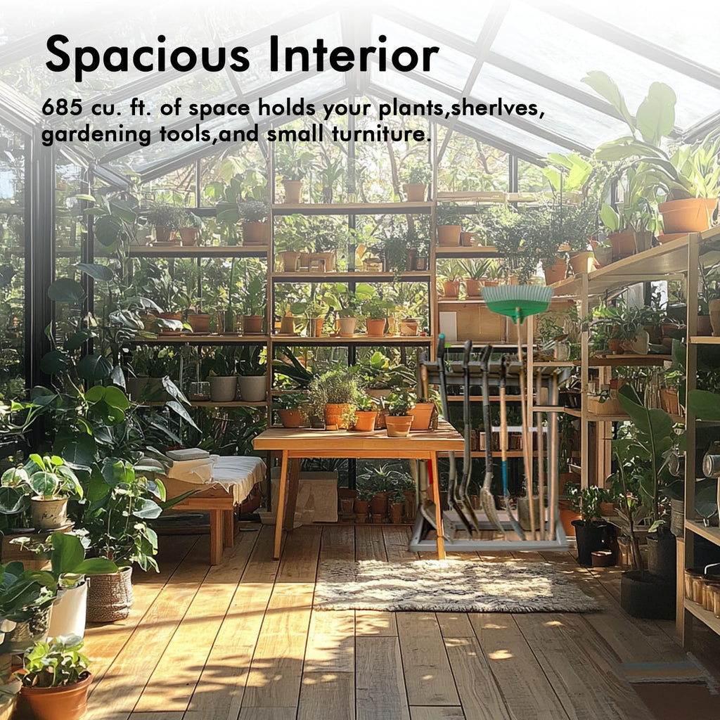 8X14FT Green House with Thermometers, Large Aluminum Greenhouse for Outdoor