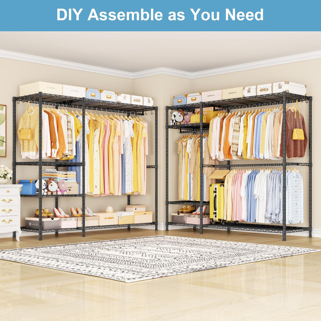 F7 Plus Clothes Rack, Clothing Racks for Hanging Clothes, Black