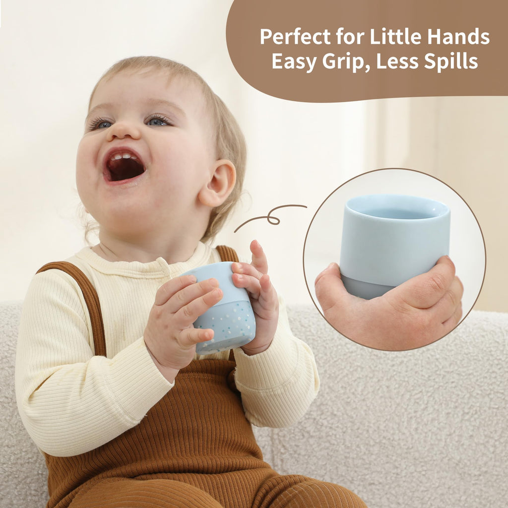 Silicone Baby Cups 4 Months+ | Tiny Open Training Cups for Infants with Confetti Sprinkles | Baby-Led Weaning