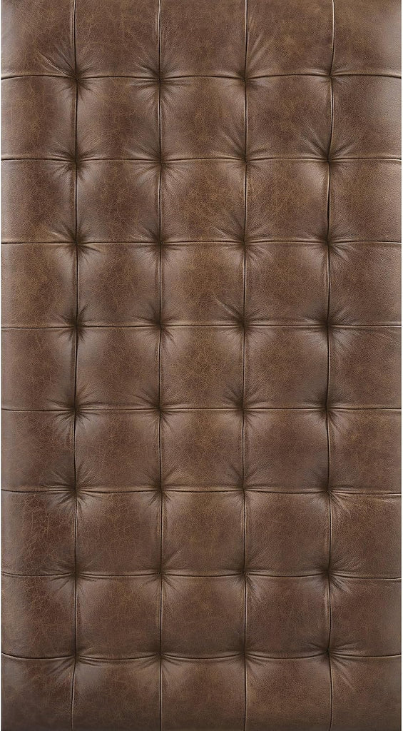 Junsor Leather Coffee Table Ottoman, Brown | 100% top grain leather, Button tufted top, Sturdy black metal frame, 48