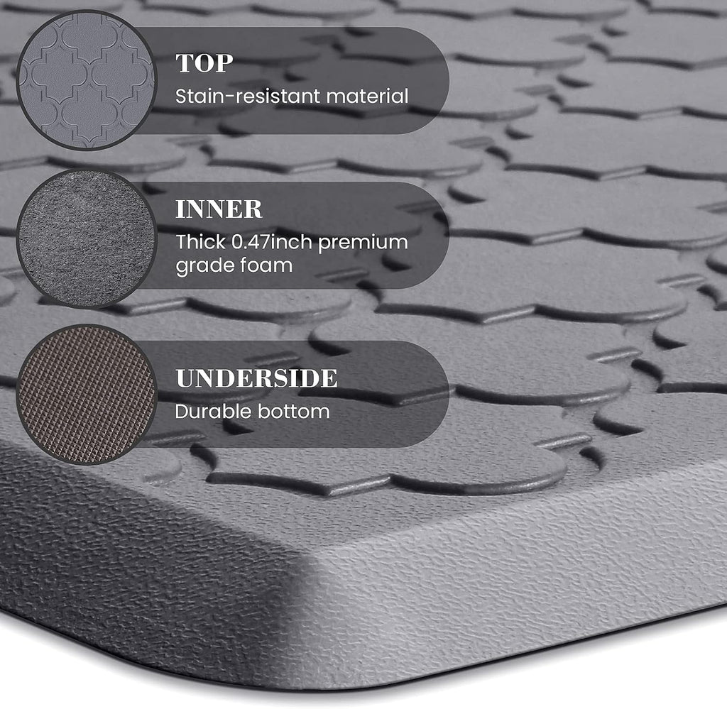 Kitchen Mat 2 PCS Cushioned Anti-Fatigue Floor Mat Standing Mat | 0.47" Thick Cushioned Memory Foam, Water Resistant