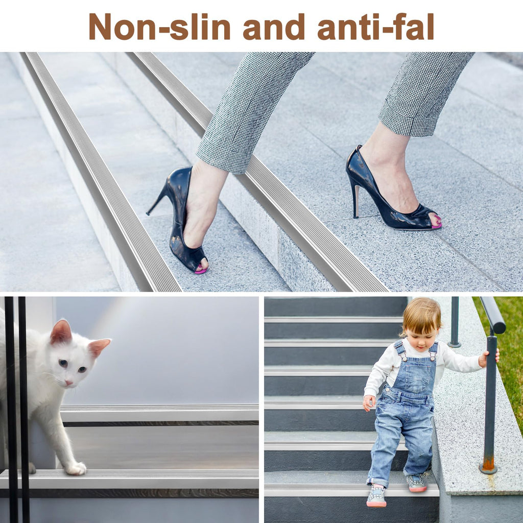 36" Metal Stair Nosing, 10-Pack Stair Edge Protector, Silver