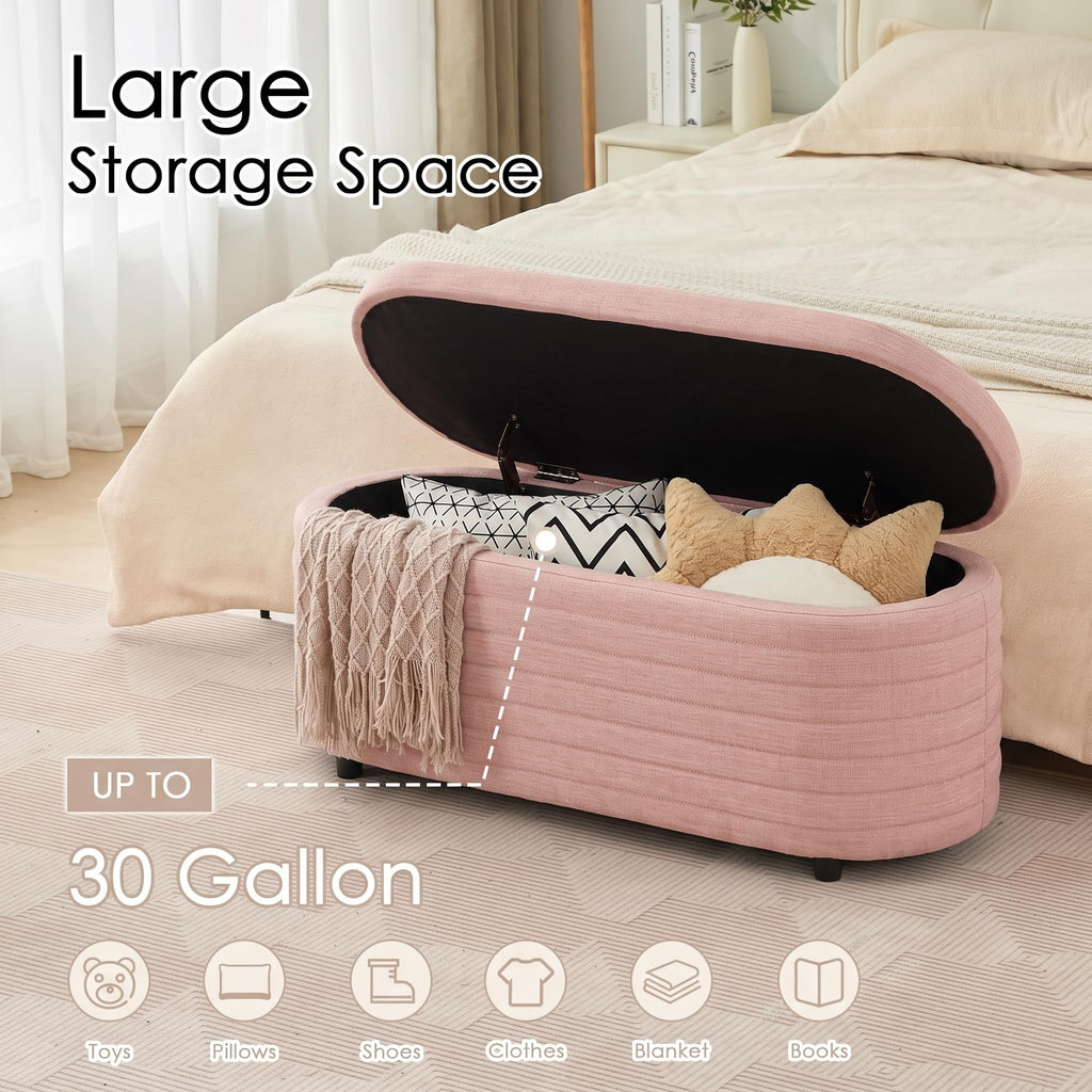 45.5" Modern Storage Ottoman Bench, Pink