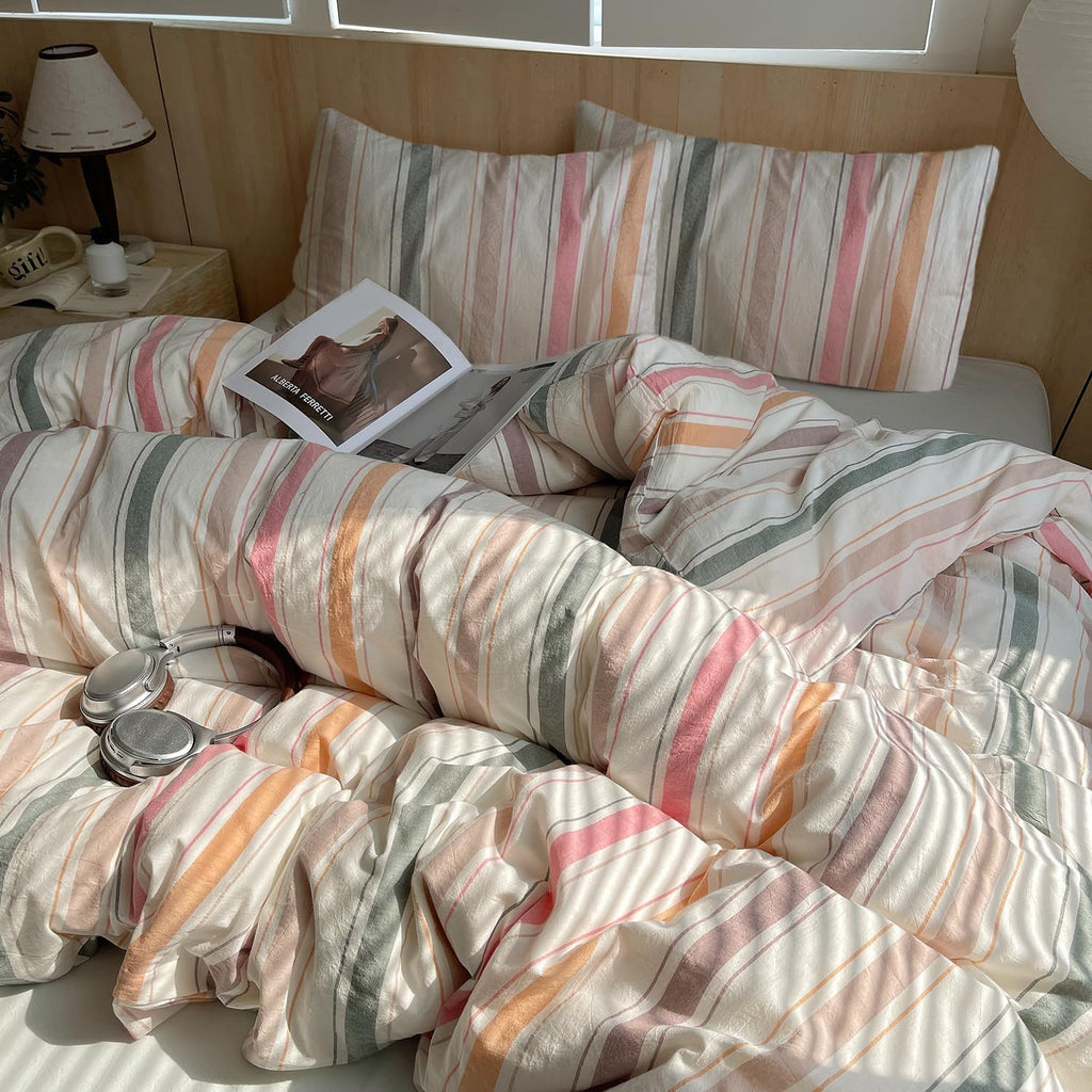 Twin XL Comforter Set Boho Geometric Striped Pattern Comforters Fluffy Bedding Comforter Sets 3 Piece Hotel Quilted