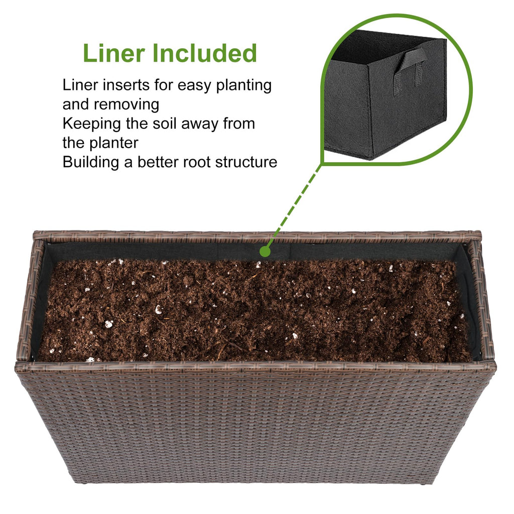 Tall Planters for Outdoor Wicker Large Rectangular Block Box