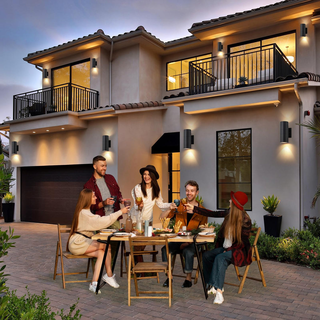 2 Pack Modern Black Outdoor Wall Light, Exterior Wall Sconce
