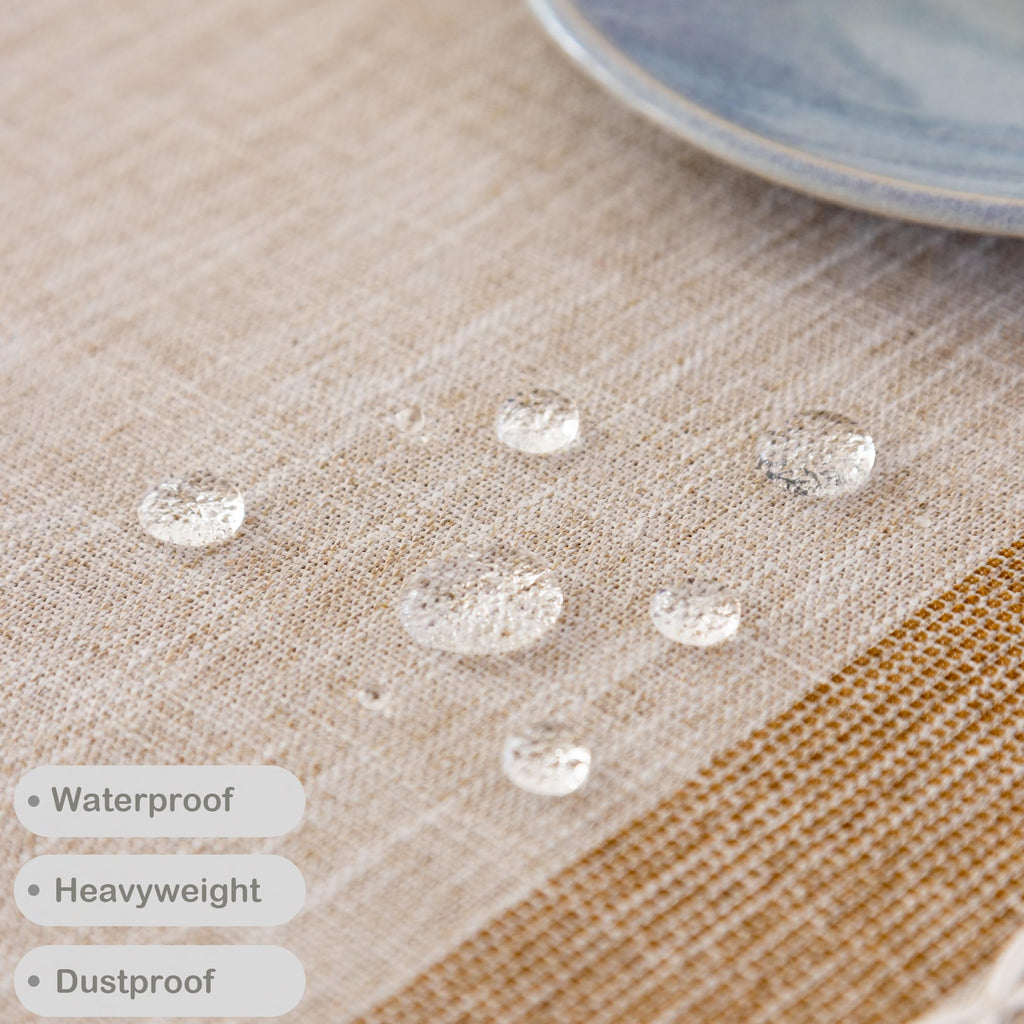 Waterproof Cotton Linen Washable Square Tablecloth 52x52 Inch Coffee