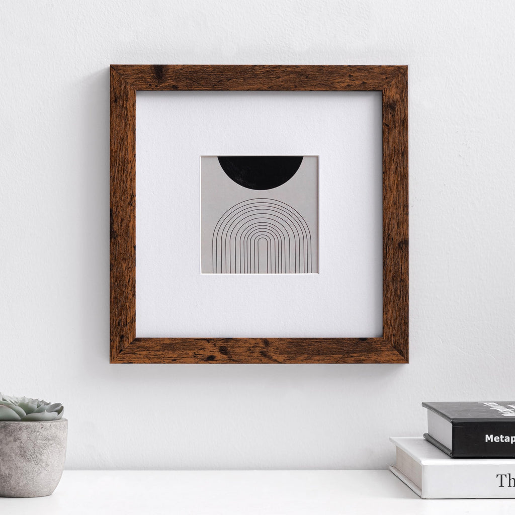 10x10 Picture Frames Set of 9 Classic Gallery Wall Frame Set Displays 5x5 Photo with Mat or 10x10 without Mat, Square