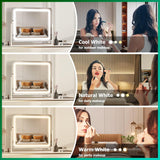Vanity Mirror with Lights, 24.2" x 20" LED Make up Mirror, Light up Mirror with 10X Magnification, Smart Touch 3