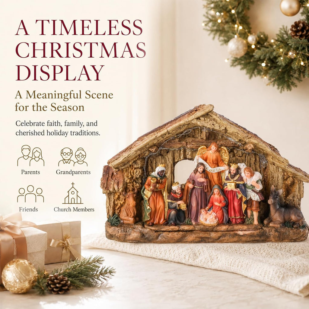 Nativity Scene Indoor, Nativity Set Holy Family Figurine for Christmas