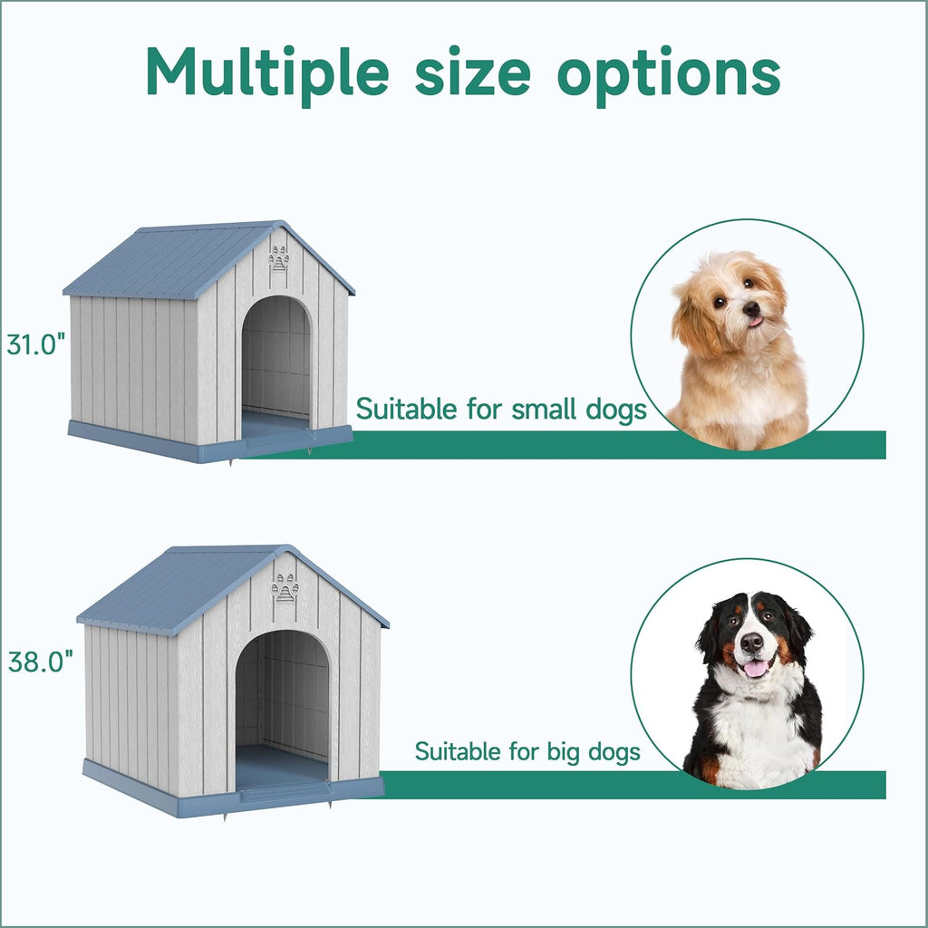 Large Dog House Indoor Outdoor, Blue, 38.62×36.26×38.07
