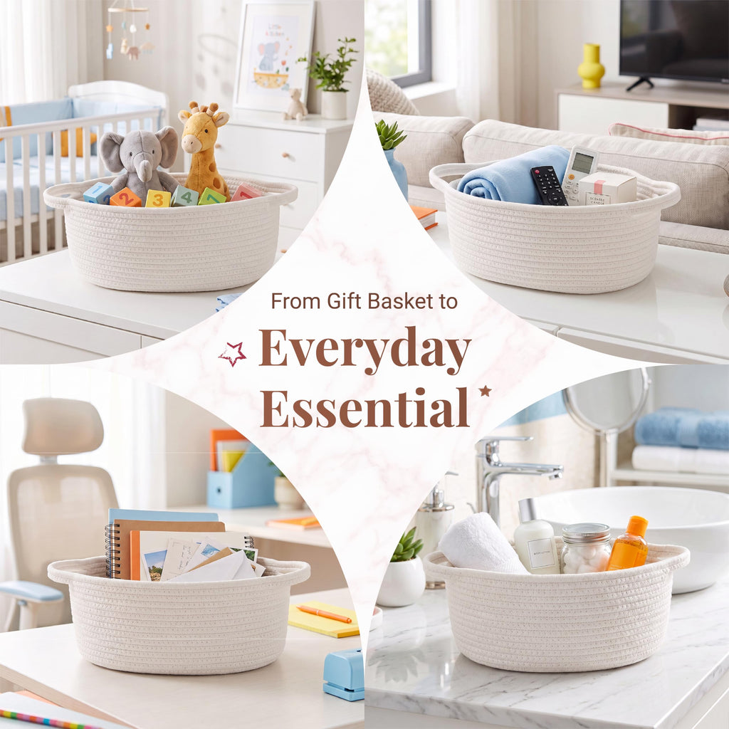 4 Pack Small Woven Gift Baskets Empty to Fill, Cute Gift Basket