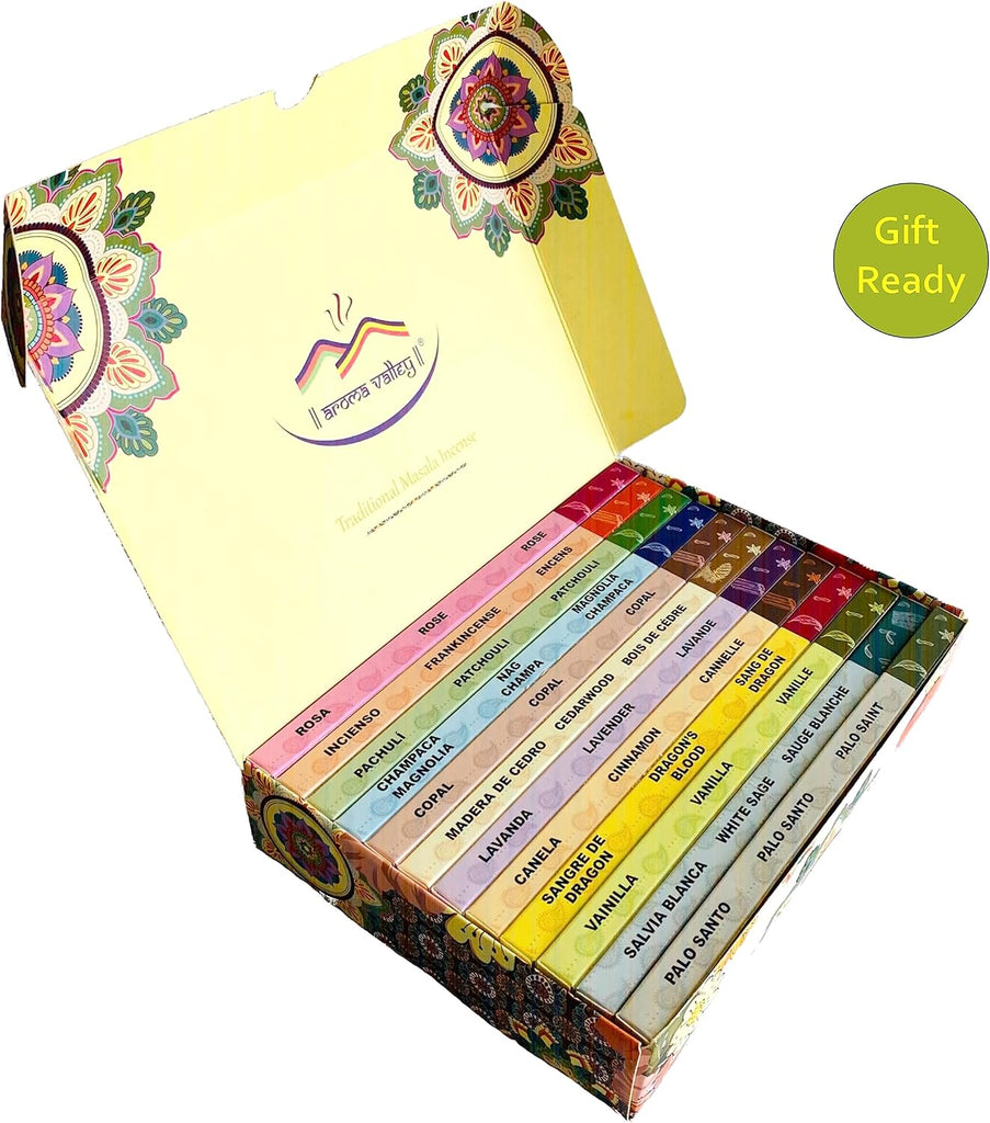 Incense Sticks Gift Set by - Mega Variety Pack Assortment - 100 Sticks Includes 12 Different scents - Premium - Set of 100