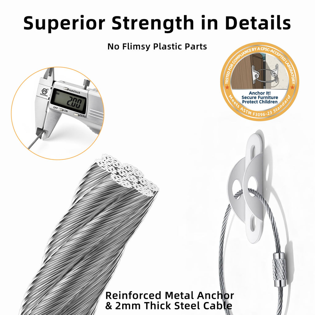 Furniture Anchors 10-Pack, Anti Tip Furniture Anchors for Baby Proofing, Extra-Strong Metal Wall Anchor Straps with