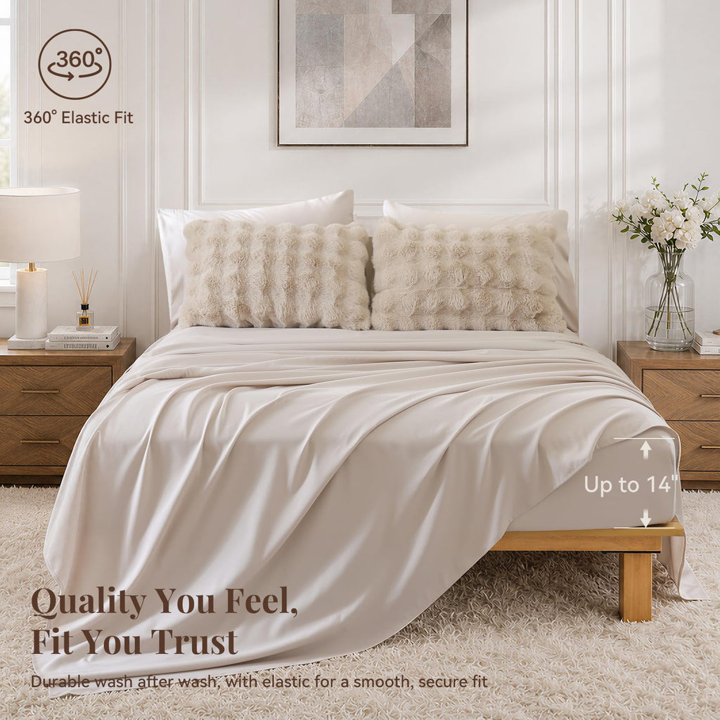 Faux Rabbit Fur Fluffy Comforter Set - 7 Piece Bed in a Bag