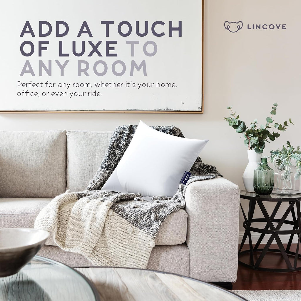 Euro Throw Pillow Insert Square 20"x20" Pillow - Made in Canada, 100% Cotton Shell, Down Alternative Filling