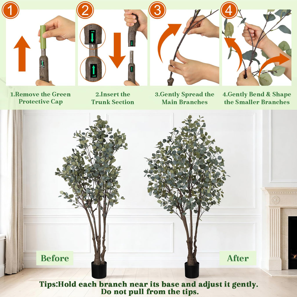 Eucalyptus Tree 7FT, Large Faux Eucalyptus Tree for Indoor Decor