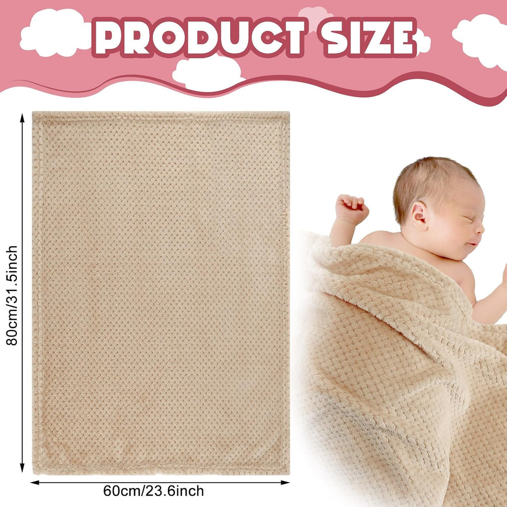 4 Pcs Baby Blanket for Girls Boys Infant 32x24,Beige Brown Color