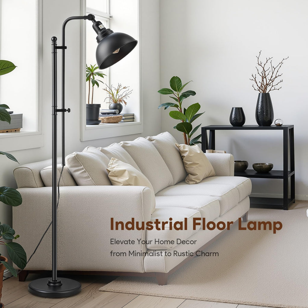 Industrial Floor Lamp 65", Adjustable Standing Lamp