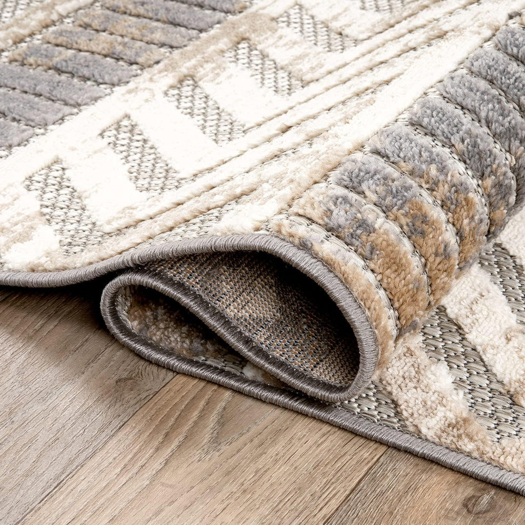 Tribal Stripe Indoor/Outdoor Area Rug, Beige